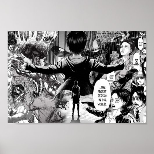 Eren Jaeger manga collage Poster (Voorkant)