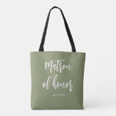 Ereskleed Sage Groene Trouwtas Tote Bag (Achterkant)