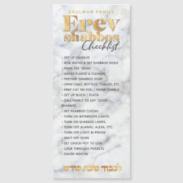 Erev Shabbos Checklist Marble Magnetic Reminder