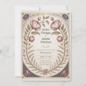 Erfenis Art Nouveau Botanische Trouw Pioenrozen Kaart (Voorkant)