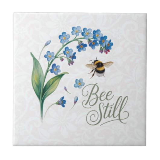 Erfenis | Bee Still Botanische Waterverf Bloemen Tegeltje (Voorkant)