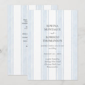 Erfenis Blauw Aquarel Streep Kust Bruiloft Kaart (Voorkant / Achterkant)