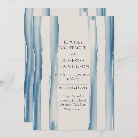 Erfenis Blauwe Kwaststreek Kust Moderne Trouwdag Kaart (Voorkant / Achterkant)