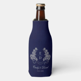 Erfenis Bloem Crest Navy Monogram Trouw Flesjeskoeler
