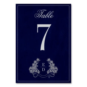 Erfenis Bloem Crest Navy Monogram Trouw Kaart
