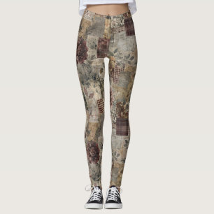 Erfenis bloemendeken in bordeauxrood en bruin leggings
