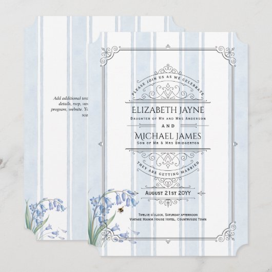 Erfenis Bluebells en Bijen Bloemrijke Streep Bruil Kaart (Voorkant / Achterkant)