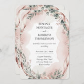 Erfenis Blush Lint Waterverf Botanische Bruiloft Kaart (Voorkant / Achterkant)
