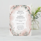 Erfenis Blush Lint Waterverf Botanische Bruiloft Kaart (Staand voorkant)