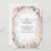 Erfenis Blush Lint Waterverf Botanische Bruiloft Kaart (Achterkant)