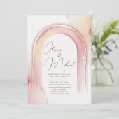 Erfenis Blush Watercolor Boog Moderne Trouwdag Kaart (Staand voorkant)