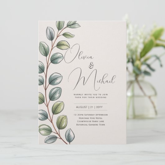 Erfenis Botanische Aquarel Groene Beplanting Moder Kaart (Staand voorkant)