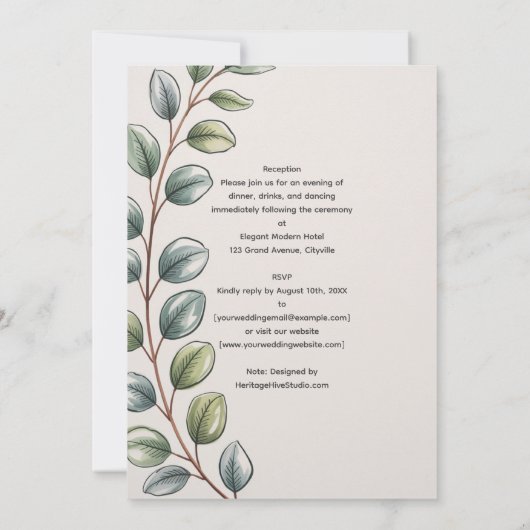 Erfenis Botanische Aquarel Groene Beplanting Moder Kaart (Achterkant)