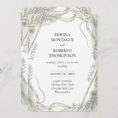 Erfenis Botanische Lint en Wijnstok Bruiloft Kaart (Voorkant / Achterkant)