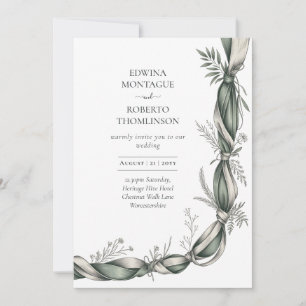 Erfenis Botanische Lint Twist Elegant Groen Bruids Kaart