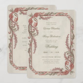 Erfenis | Edouardiaanse Roos Krans Bruiloft Kaart (Voorkant / Achterkant)