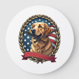 Erfenis Goud Retriever Patriottische Vintage T-shi Grote Klok