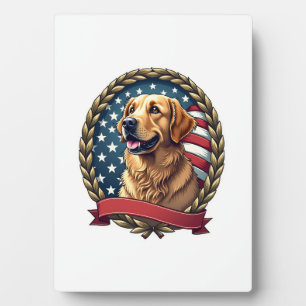 Erfenis Gouden Retriever Patriottische Vintage T-s Fotoplaat
