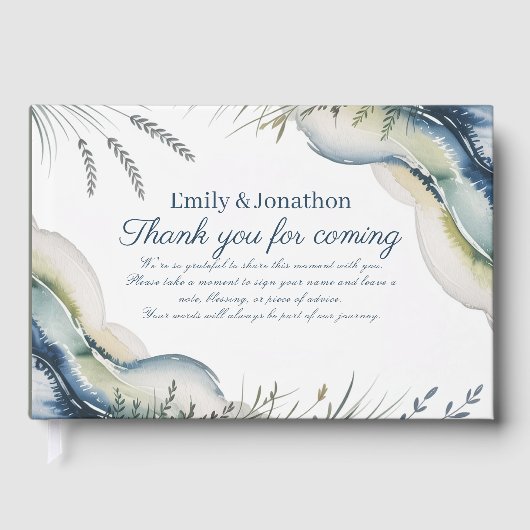 Erfenis Kust Blauw Bruiloft Strand Boho Gastenboek (Voorkant)