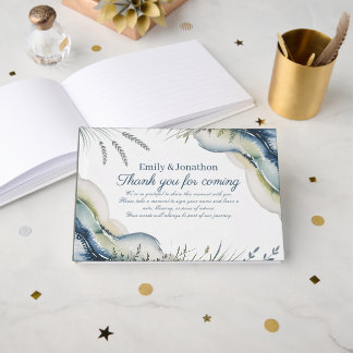 Erfenis Kust Blauw Bruiloft Strand Boho Gastenboek