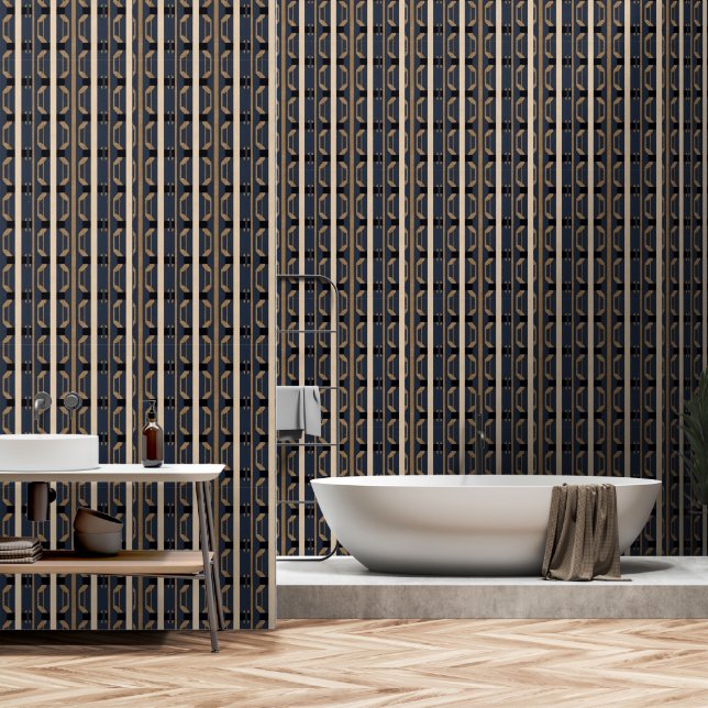 Erfenis Luxe nr. 2 (Indigo + Aarde) Luxe Behang (Badkamer)