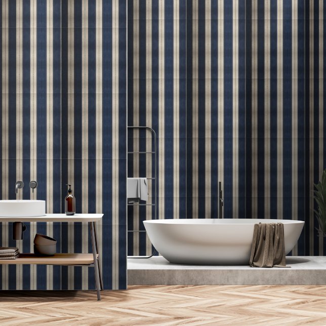Erfenis Luxe nr. 3 (Indigo + Aarde) Luxe Behang (Badkamer)