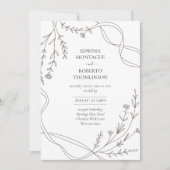 Erfenis Minimaal Lijn Kunst Lint & Wilde Bloem Bru Kaart (Voorkant)