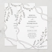 Erfenis Minimaal Lijn Kunst Lint & Wilde Bloem Bru Kaart (Voorkant / Achterkant)