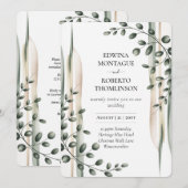 Erfenis Moderne Botanische Groene Huwelijk Kaart (Voorkant / Achterkant)