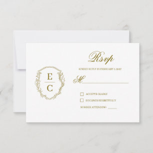 Erfenis Monogram Crest Trouw RSVP Brons Kaartje