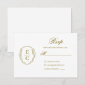 Erfenis Monogram Crest Trouw RSVP Brons Kaartje (Voorkant / Achterkant)