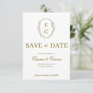 Erfenis Monogram Crest Trouw RSVP Brons Save The Date