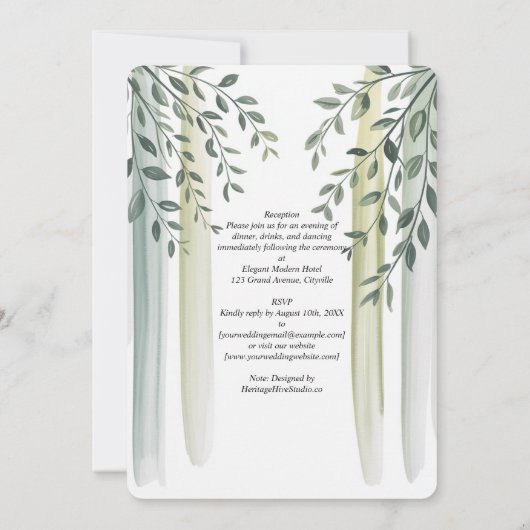 Erfenis Olijftak Aquarel Bruiloft Kaart (Achterkant)
