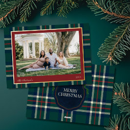 Erfenis Preppy Plaid Kerst Foto Folie Feestdagenkaart