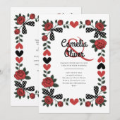 Erfenis Retro Jaren 50 Rockabilly Roos Hart Trouwd Kaart (Voorkant / Achterkant)