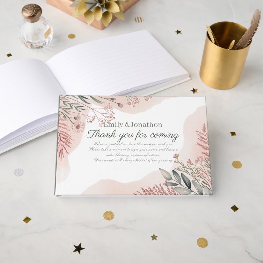 Erfenis Roze Bloemige Trouwtuin Boho Gastenboek (Voorkant open)