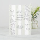 Erfenis Sage Botanische Lintlijn Strikken Bruiloft Kaart (Staand voorkant)