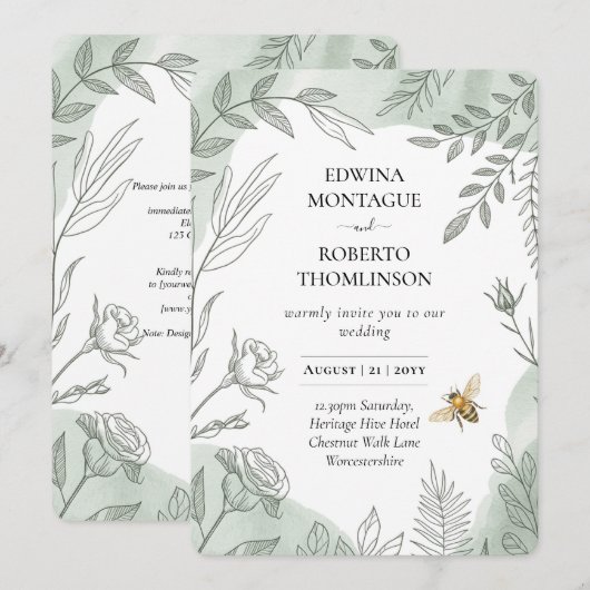 Erfenis Salie Botanische Bij Huwelijk Kaart (Voorkant / Achterkant)