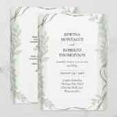 Erfenis Saliegroen Botanische Wijnstok Bruiloft Kaart (Voorkant / Achterkant)