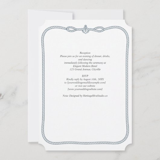 Erfenis Touwframe Naustisch Huwelijk aan de kust Kaart (Achterkant)