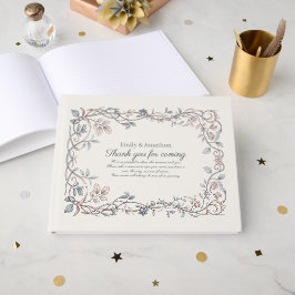 Erfenis Victoriaans botanisch poederblauw taupe Gastenboek