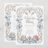Erfenis Victoriaanse Blos, Blauwe Bloemige Bruilof Kaart (Voorkant / Achterkant)