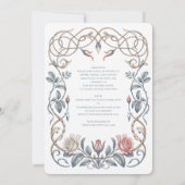Erfenis Victoriaanse Blos, Blauwe Bloemige Bruilof Kaart (Achterkant)