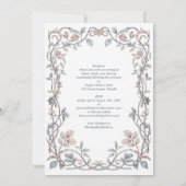 Erfenis Victoriaanse Blush Stof Blauw Bloemig Huwe Kaart (Achterkant)