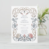 Erfenis Victoriaanse Botanische Bloemige Roos Brui Kaart (Staand voorkant)