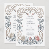 Erfenis Victoriaanse Botanische Bloemige Roos Brui Kaart (Voorkant / Achterkant)