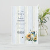 Erfenis Zonnebloem en Bij Metsglazen Bruiloft Kaart (Staand voorkant)