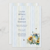 Erfenis Zonnebloem en Bij Metsglazen Bruiloft Kaart (Voorkant / Achterkant)