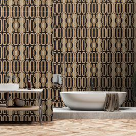 Erfenisketen Streep Nr. 3 (Zwart + Zand) Luxe Behang