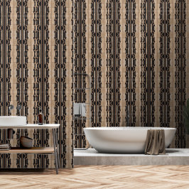 Erfenisketenstreep (Zwart + Zand) Luxe Behang
